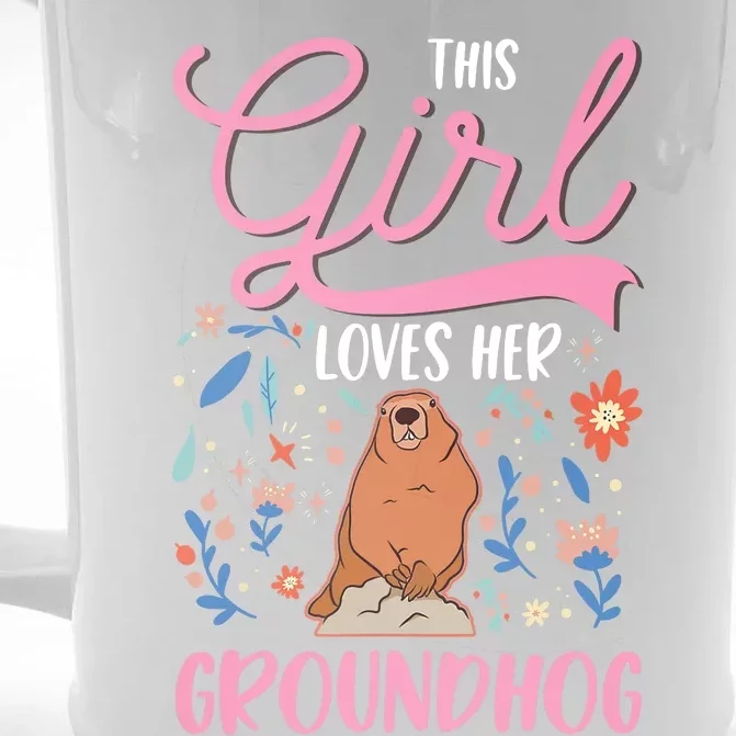 Groundhog Girl Marmot Groundhog Day Woodchuck Front & Back Beer Stein