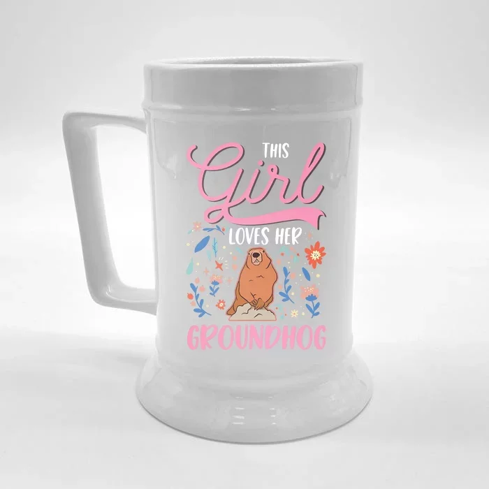 Groundhog Girl Marmot Groundhog Day Woodchuck Front & Back Beer Stein