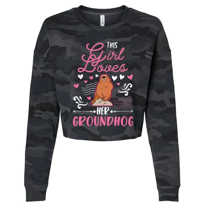 Groundhog Girl Marmot Groundhog Day Woodchuck Cropped Pullover Crew