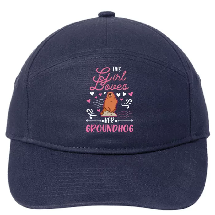 Groundhog Girl Marmot Groundhog Day Woodchuck 7-Panel Snapback Hat