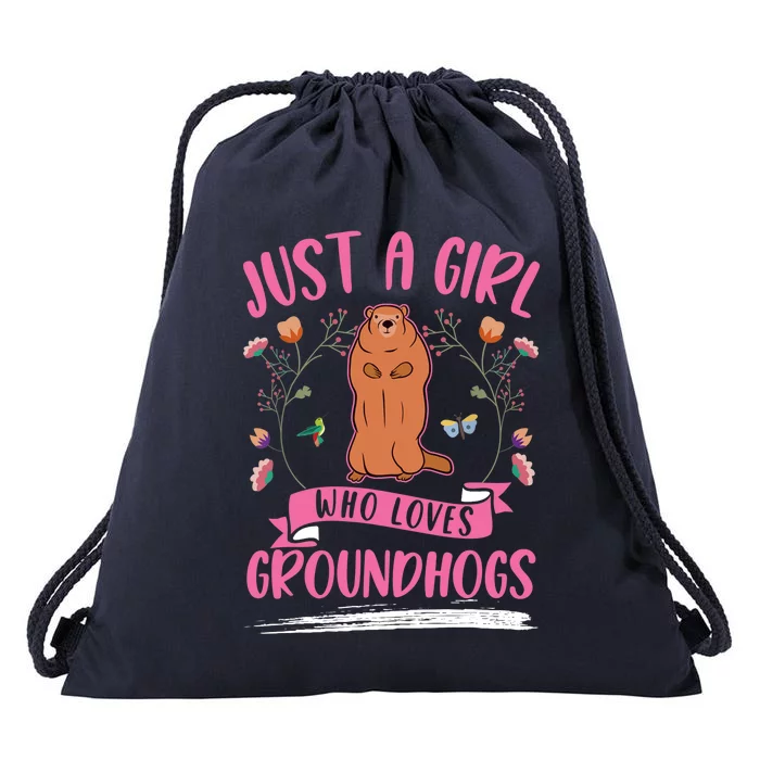 Groundhog Girl Marmot Woodchuck Drawstring Bag