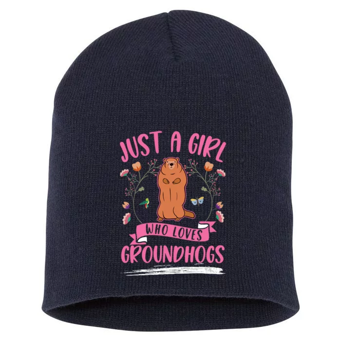 Groundhog Girl Marmot Woodchuck Short Acrylic Beanie