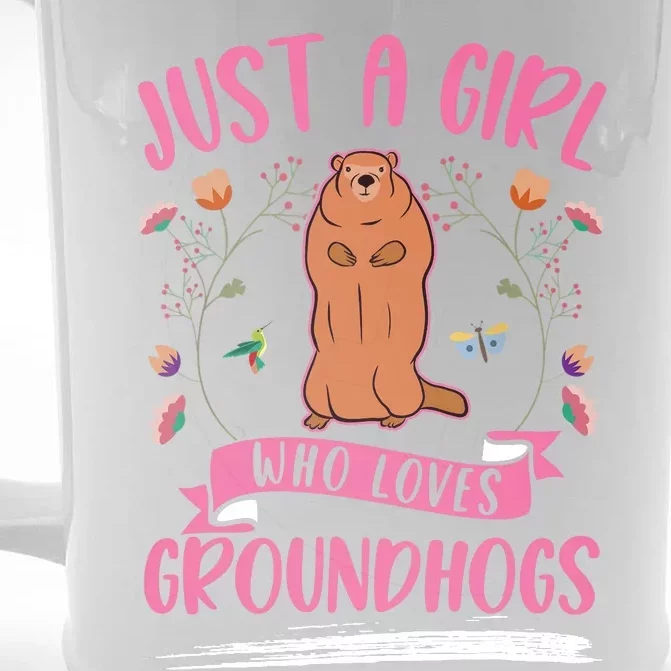 Groundhog Girl Marmot Woodchuck Front & Back Beer Stein