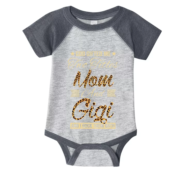 God Gifted Me Two Titles Mom Gigi Leopard Mother's Day Infant Baby Jersey Bodysuit