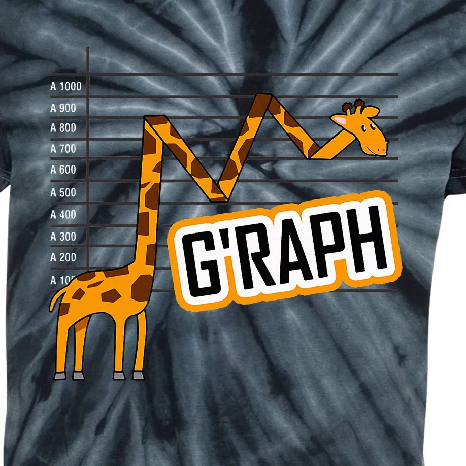 GRaph Giraffe Mathematician Funny Animal Pun Kids Tie-Dye T-Shirt