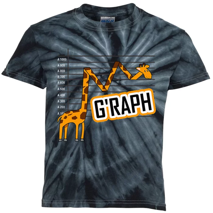 GRaph Giraffe Mathematician Funny Animal Pun Kids Tie-Dye T-Shirt