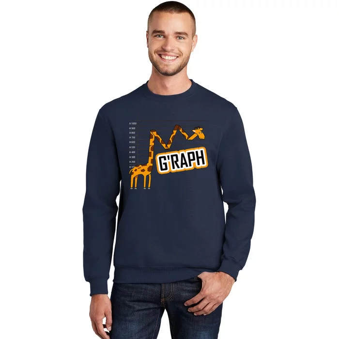 GRaph Giraffe Mathematician Funny Animal Pun Tall Sweatshirt