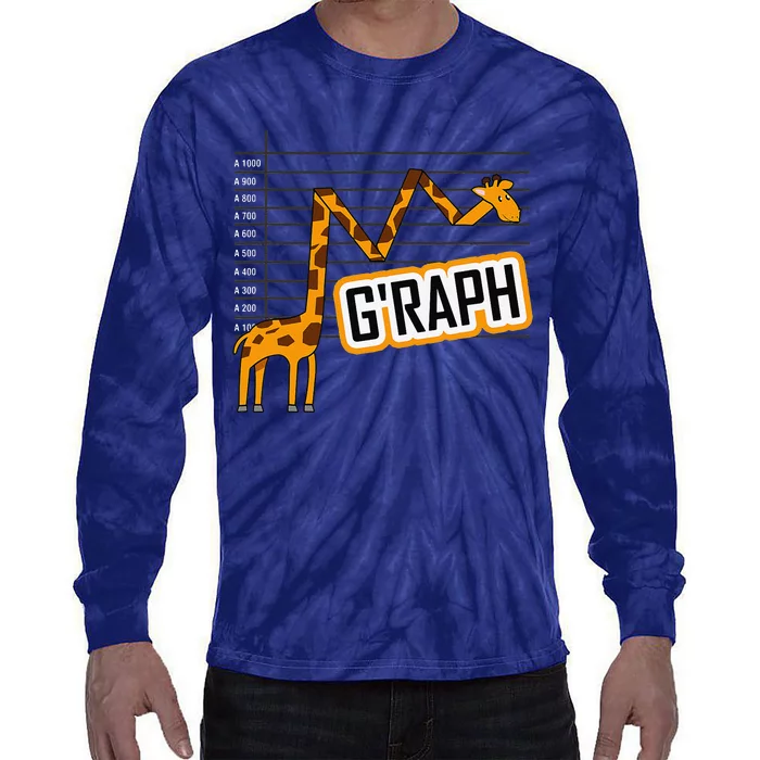 GRaph Giraffe Mathematician Funny Animal Pun Tie-Dye Long Sleeve Shirt