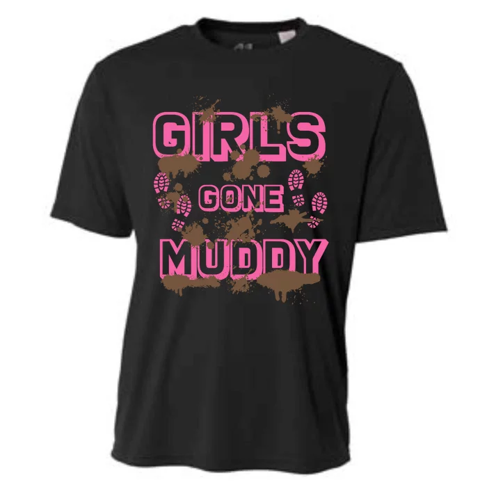 Girl Gone Muddy Funny Mud Run Racing For A Mudding Mudder Cooling Performance Crew T-Shirt