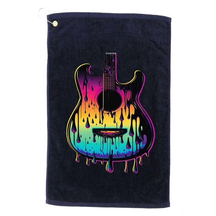 Guitar Graphic Music Lover Acoustic Guitar Player Musician Platinum Collection Golf Towel