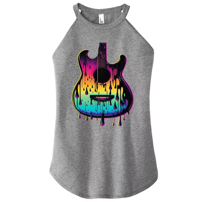 Guitar Graphic Music Lover Acoustic Guitar Player Musician Women’s Perfect Tri Rocker Tank