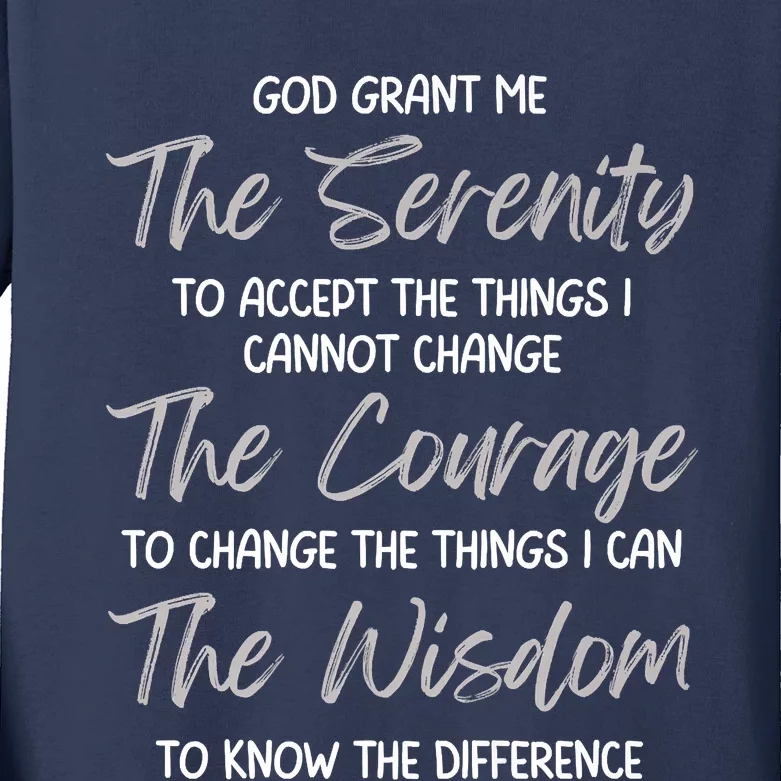 God Grant Me The Serenity Prayer Inspirational Spiritual Kids Long Sleeve Shirt