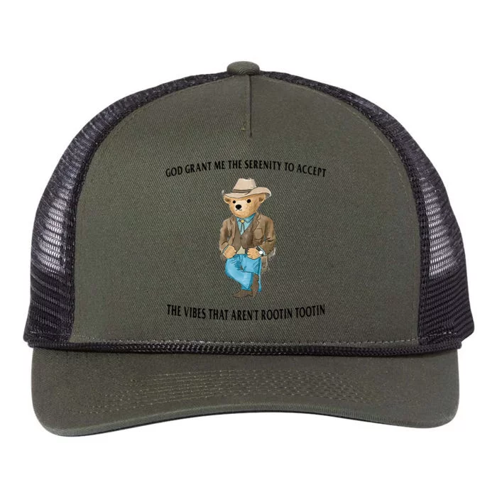 God Grant Me The Serenity To Accept The Vibes That Aren’t Rootin Tootin Funny Retro Rope Trucker Hat Cap