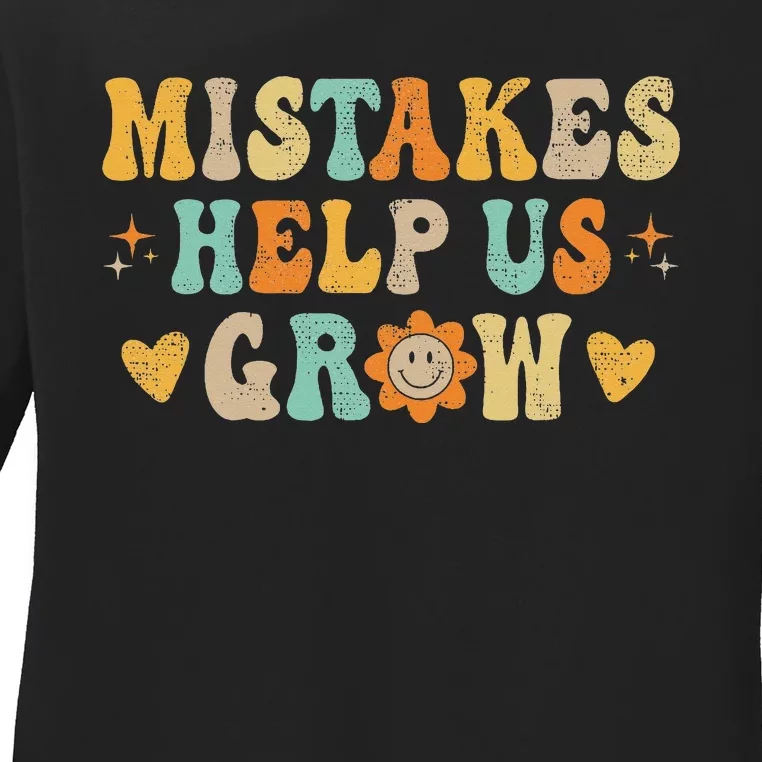 Groovy Growth Mindset Positive Retro Teachers Back To School Ladies Long Sleeve Shirt