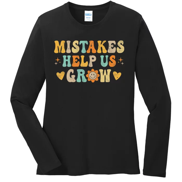 Groovy Growth Mindset Positive Retro Teachers Back To School Ladies Long Sleeve Shirt