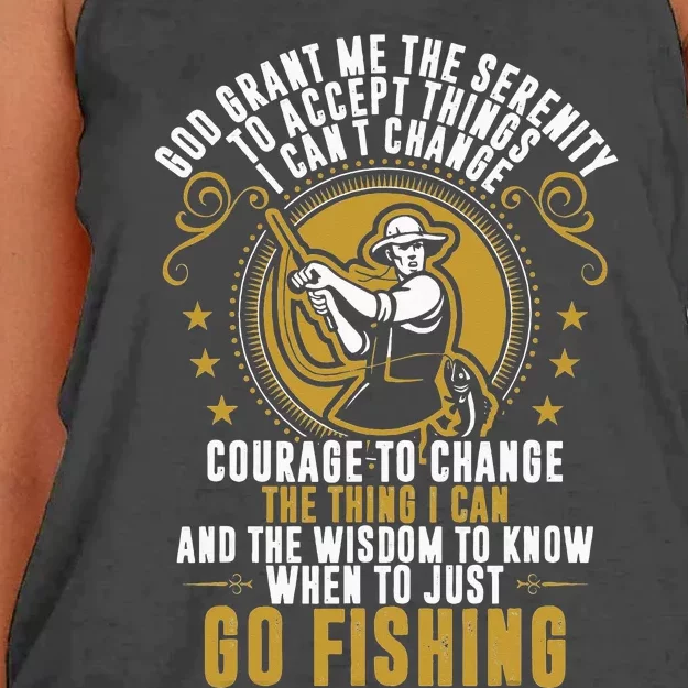 God Grant Me The Serenity Go Fishing Women's Knotted Racerback Tank