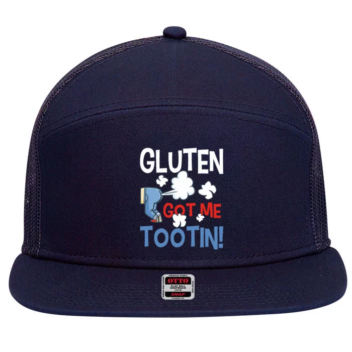 Gluten Got Me Tootin Gluten Allergy Celiac Disease 7 Panel Mesh Trucker Snapback Hat