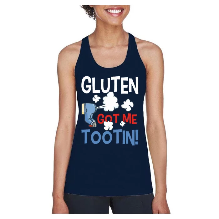 Gluten Got Me Tootin Gluten Allergy Celiac Disease Women's Racerback Tank