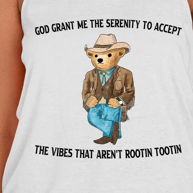 God Grant Me The Serenity To Accept The Vibes That Arent Rootin Tootin Women's Knotted Racerback Tank