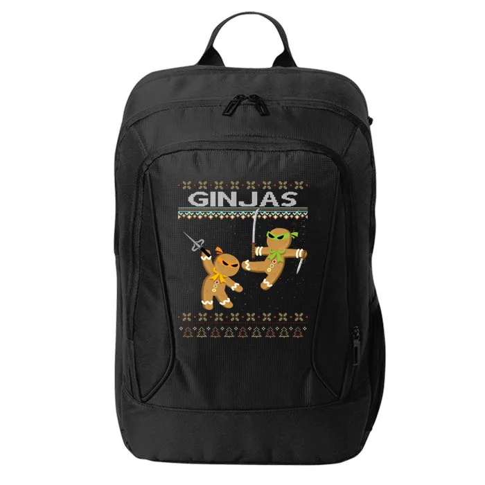 Ginjas Gingerbread Ninjas Funny Ugly Christmas Gift City Backpack