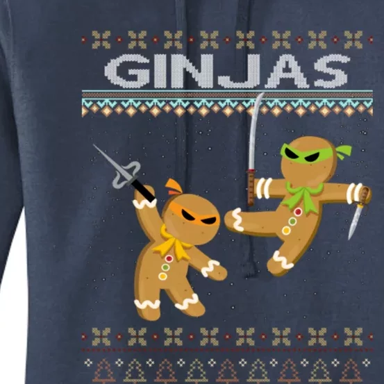 Ginjas Gingerbread Ninjas Ninjabread Christmas Ugly Sweater Women's Pullover Hoodie