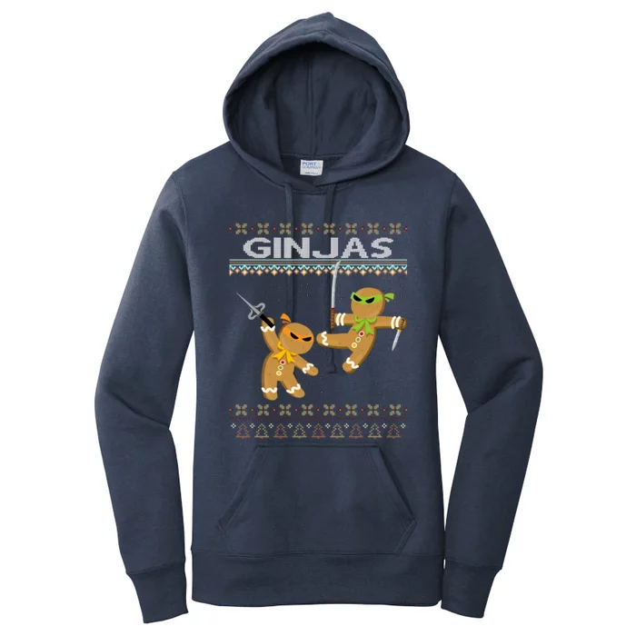 Ginjas Gingerbread Ninjas Ninjabread Christmas Ugly Sweater Women's Pullover Hoodie