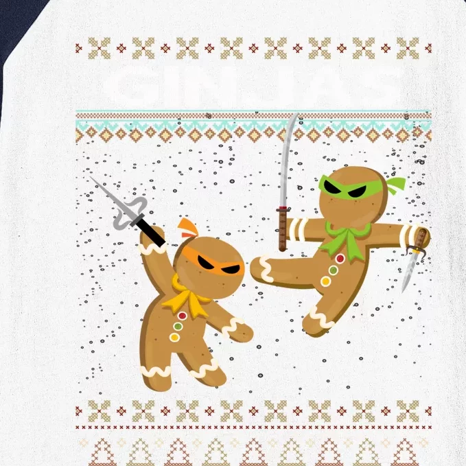 Ginjas Gingerbread Ninjas Funny Ugly Christmas Funny Gift Baseball Sleeve Shirt