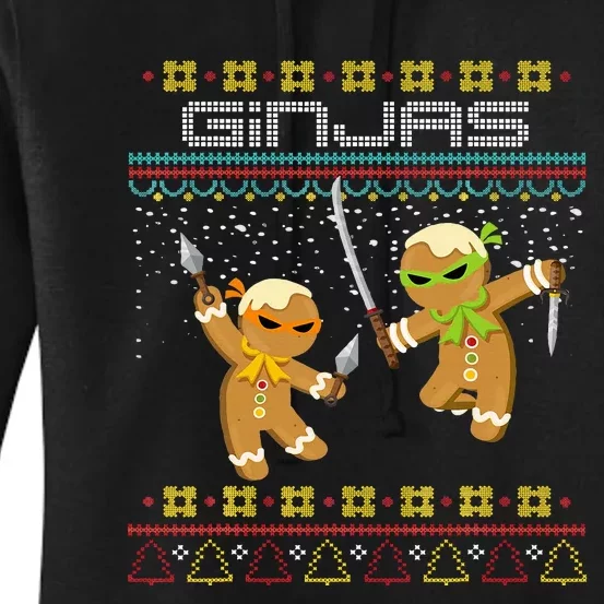 Ginjas Gingerbread Ninjas Funny Ugly Christmas Sweater Women's Pullover Hoodie