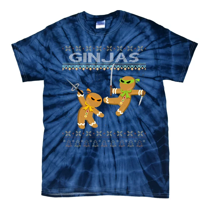 Ginjas Gingerbread Ninjas Funny Ugly Christmas Tie-Dye T-Shirt