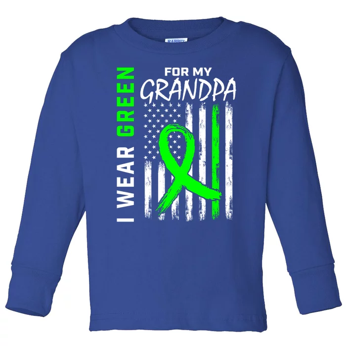 Green Grandpa Ney Disease Cerebral Palsy Awareness Flag Gift Toddler Long Sleeve Shirt