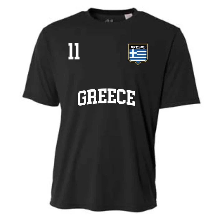 Greece Gift No 11 Greek Flag Football Soccer Team Cooling Performance Crew T-Shirt