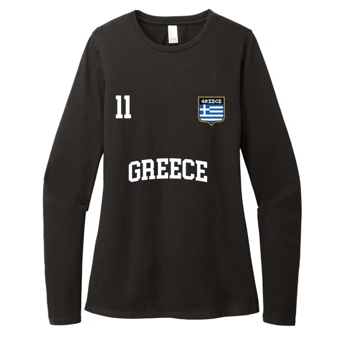 Greece Gift No 11 Greek Flag Football Soccer Team Womens CVC Long Sleeve Shirt