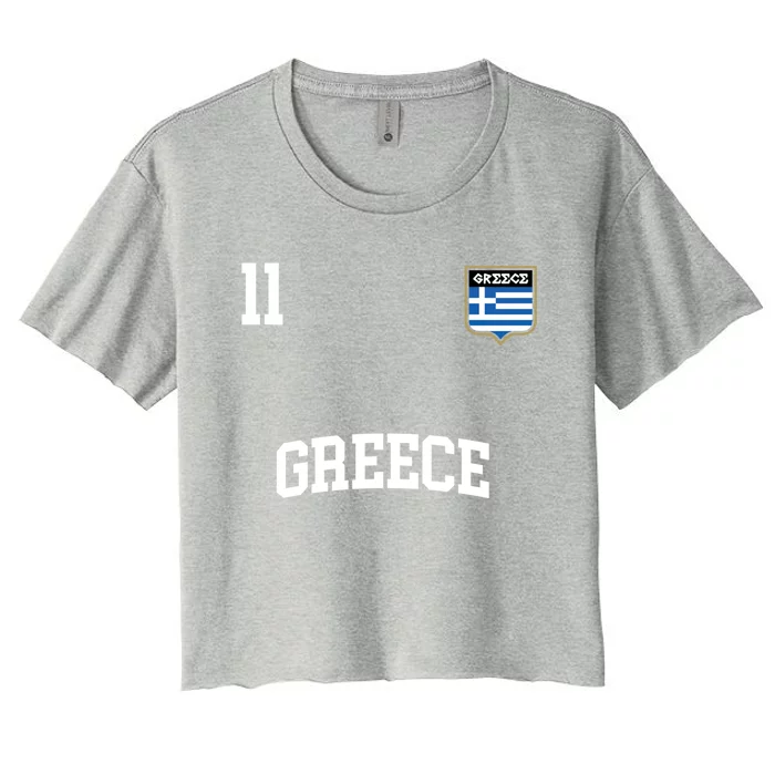 Greece Gift No 11 Greek Flag Football Soccer Team Women's Crop Top Tee