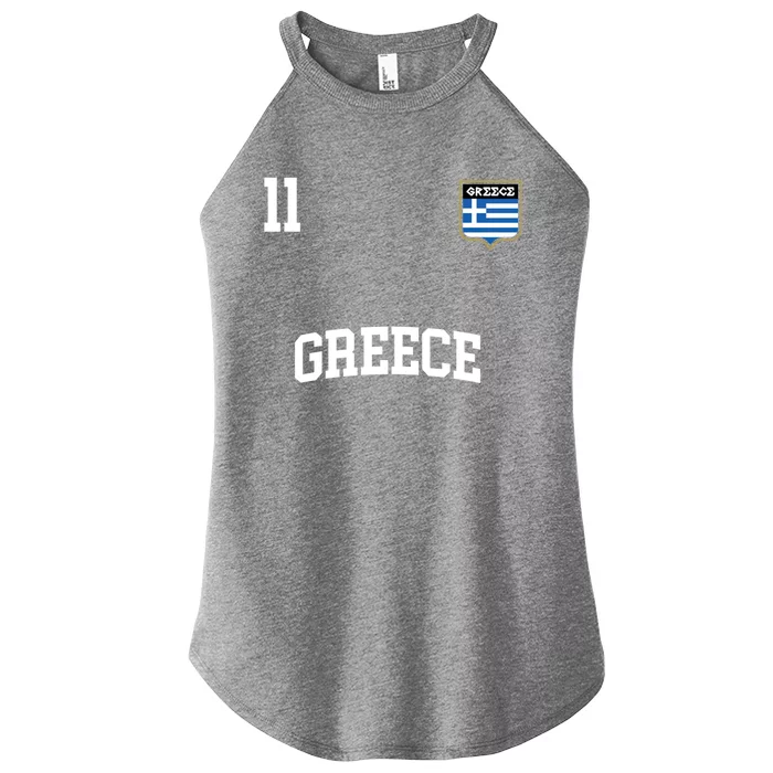 Greece Gift No 11 Greek Flag Football Soccer Team Women’s Perfect Tri Rocker Tank