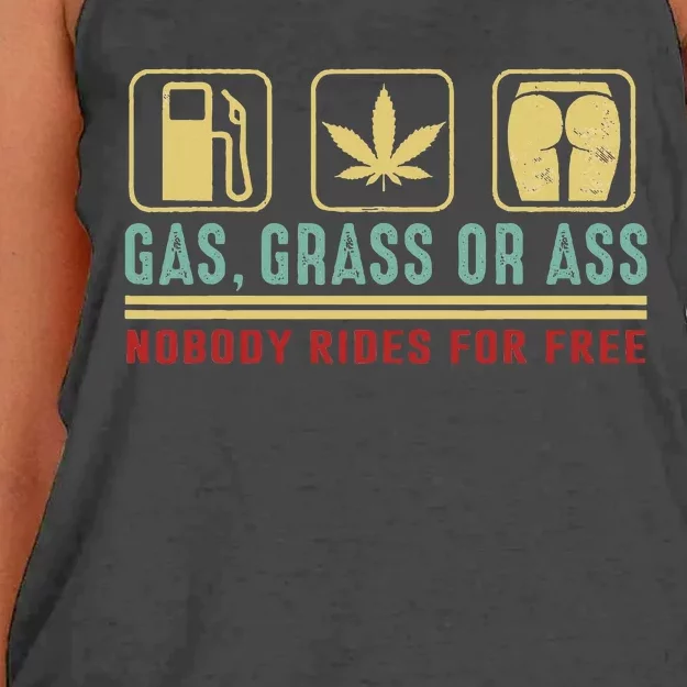 Gas Grass Or Ass Nobody Rides For Free Women's Knotted Racerback Tank