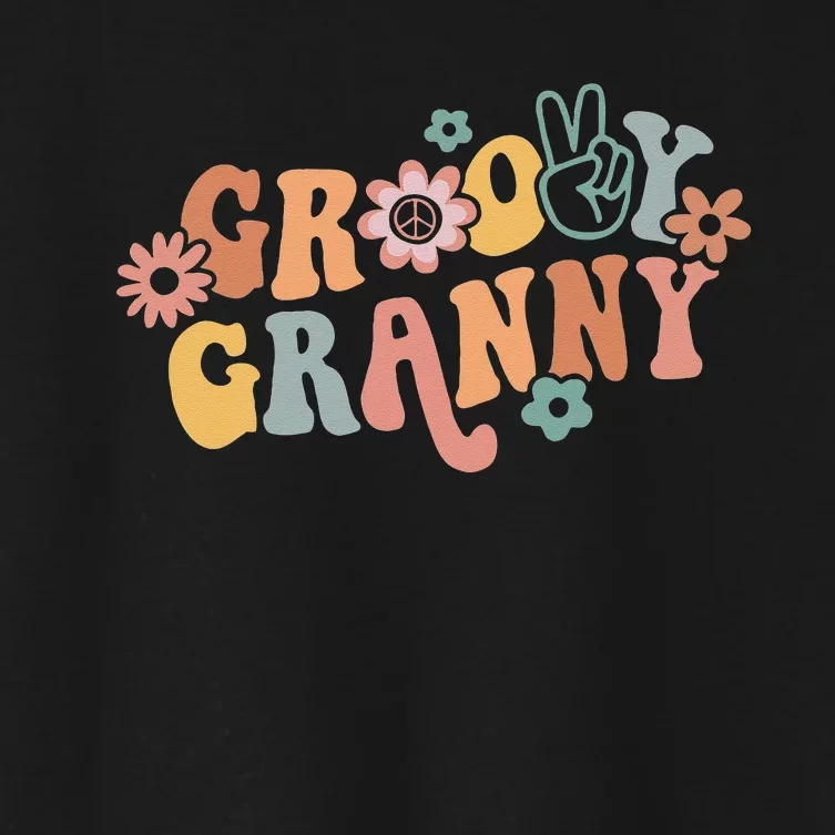 Groovy Granny One Thankful Granny Thanksgiving Christmas Women's Crop Top Tee