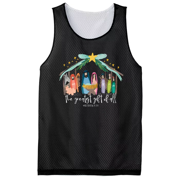 Greatest Gift Of All Jesus Christmas Christian Mesh Reversible Basketball Jersey Tank