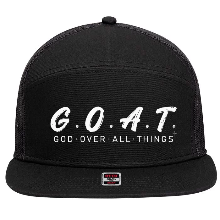 G.O.A.T God Over All Thing vintage 7 Panel Mesh Trucker Snapback Hat