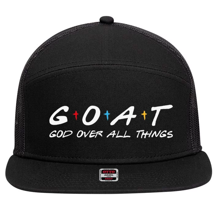 Goat God Over All Things Funny 7 Panel Mesh Trucker Snapback Hat