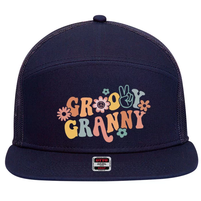 Groovy Granny One Thankful Granny Thanksgiving Christmas 7 Panel Mesh Trucker Snapback Hat