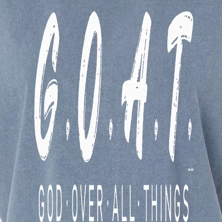 G.O.A.T God Over All Thing Black And White Garment-Dyed Women's Muscle Tee