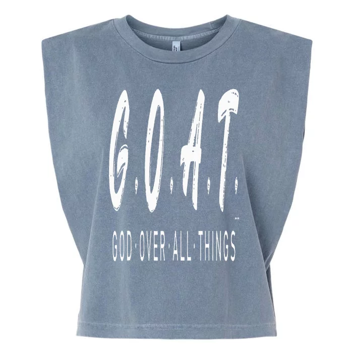 G.O.A.T God Over All Thing Black And White Garment-Dyed Women's Muscle Tee