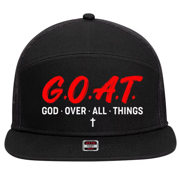 G.O.A.T. God Over All Things Funny Apparel 7 Panel Mesh Trucker Snapback Hat