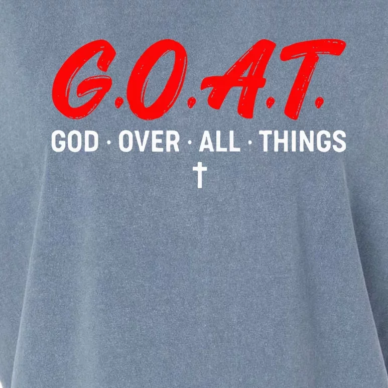 G.O.A.T. God Over All Things Funny Apparel Garment-Dyed Women's Muscle Tee