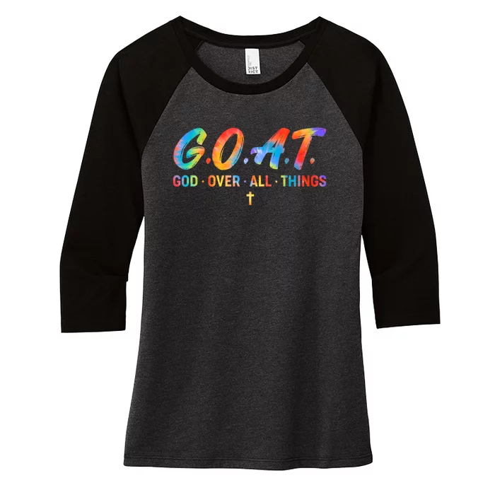 Goat God Over All Things Women's Tri-Blend 3/4-Sleeve Raglan Shirt