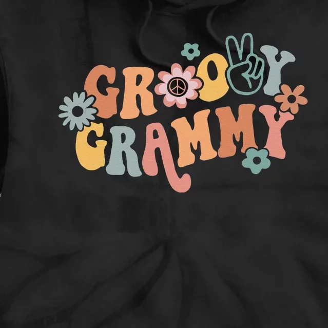 Groovy Grammy One Thankful Grammy Thanksgiving Christmas Tie Dye Hoodie