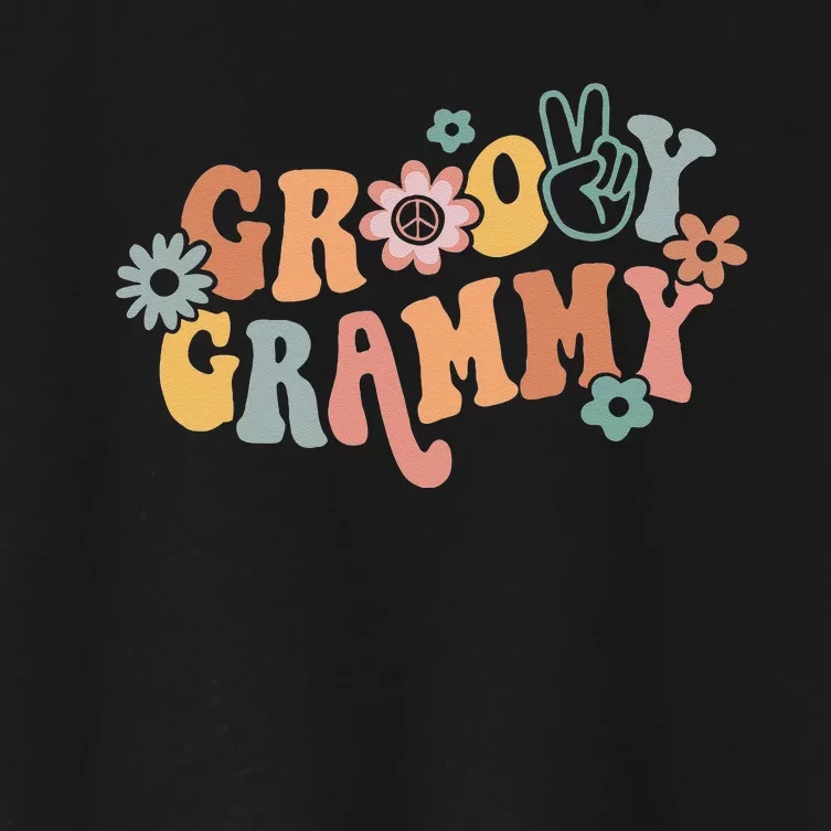 Groovy Grammy One Thankful Grammy Thanksgiving Christmas Women's Crop Top Tee