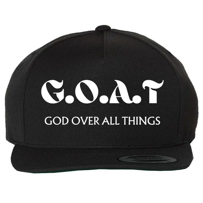 G.O.A.T God Over All Thing Black And White Wool Snapback Cap