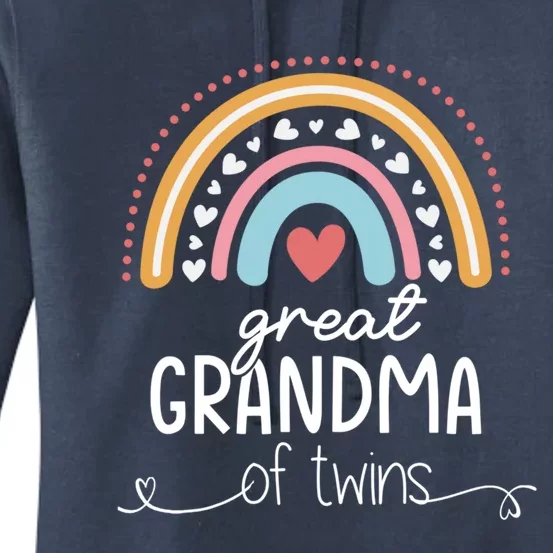 Great Grandma Of Twins Funny Gift For New Grandma Cute Rainbow Gift Women's Pullover Hoodie