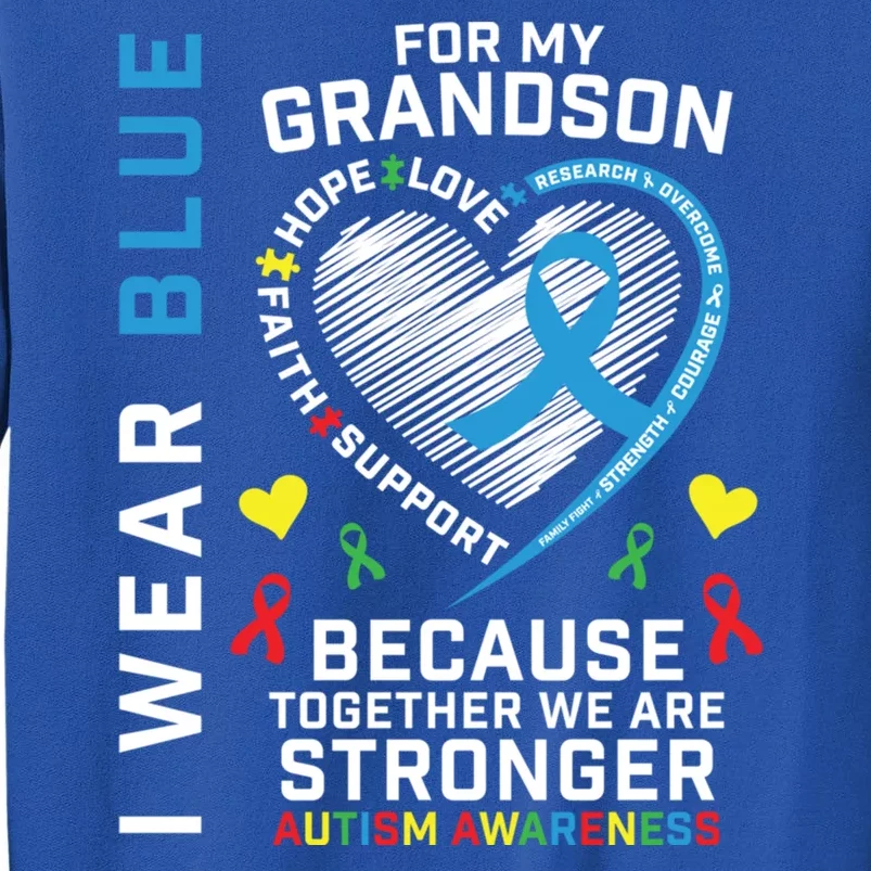 Grandma Grandpa Puzzle Heart I Wear Blue For Grandson Autism Gift Sweatshirt